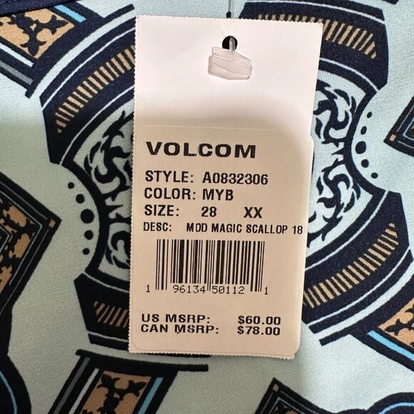 Volcom Mens 28 Waist Big Boys Size (XL/14) Mod Tech Magic Blue Board Shorts NWT - Picture 7 of 9